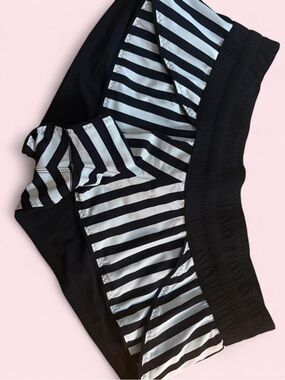 lululemon Black and White Striped Athletic Shorts